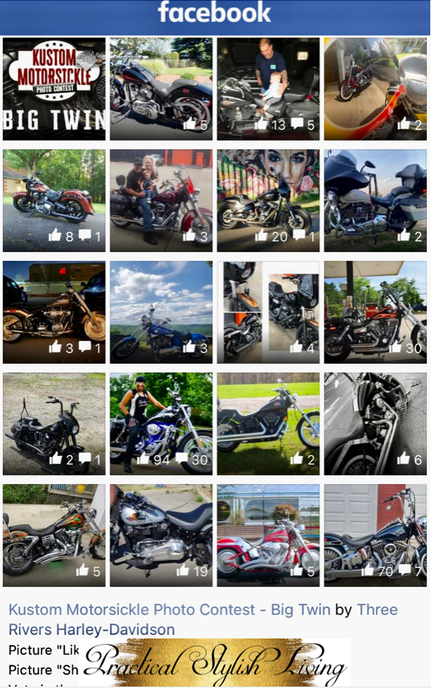 Competition motorcycles listed along with final votes posted