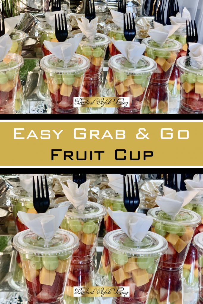 Easy grab and go fruit and cheese cup. Prepackaged grab and go party food. Prepackaged fruit in clear containers that includes strawberries, grapes and cheese with an attached napkin and serving utensil elegantly displayed on a food buffet. Rainbow Fruit Cups, Fruit Cup Platters, Mini Fruit Cups