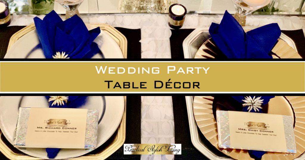 Elegant royal blue and silver place setting.