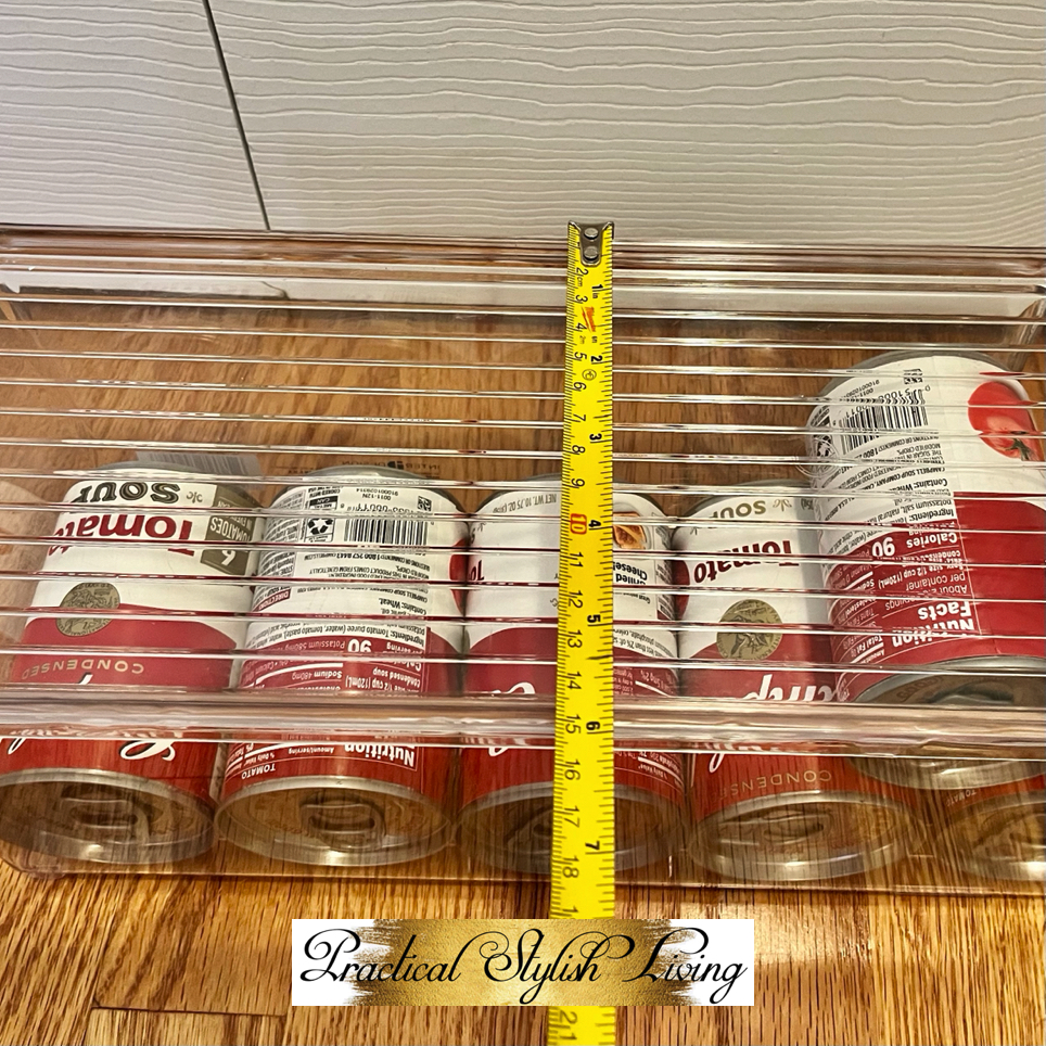 View of the width of the stackable can rack organizer