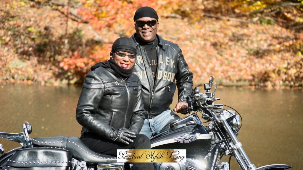 Fall foliage in Pennsylvania Eric Jones and Kimberly R. Jones, Harley Davidson motorcycle riders.