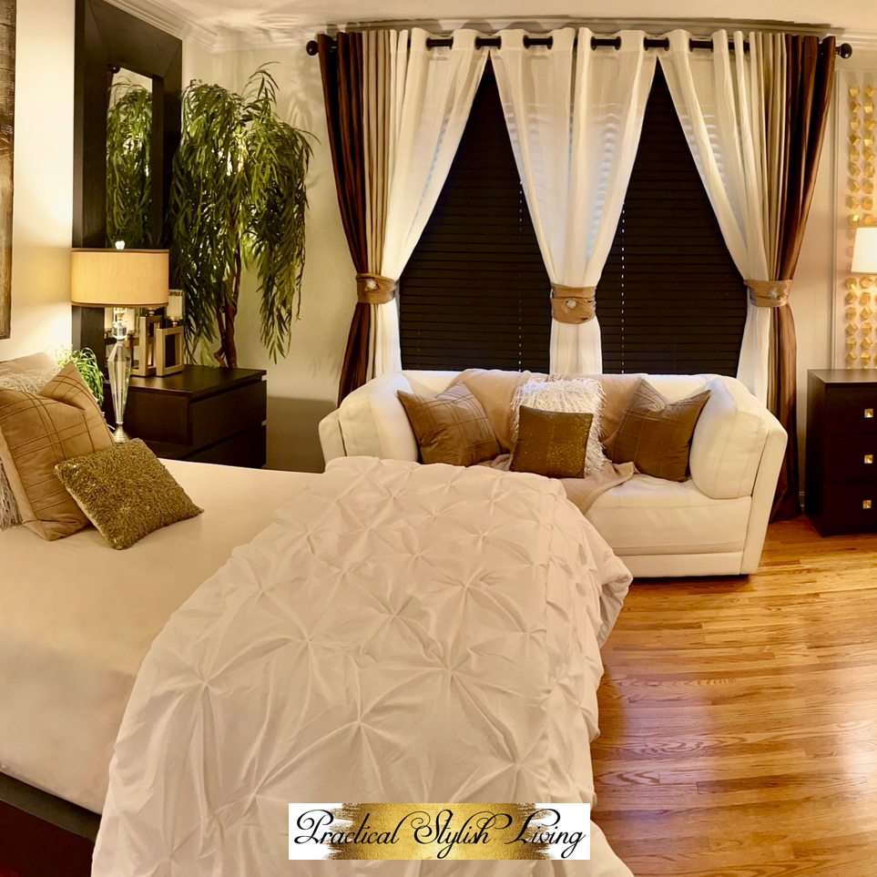 Practical Stylish Living brown, ivory and gold guest  bedroom design