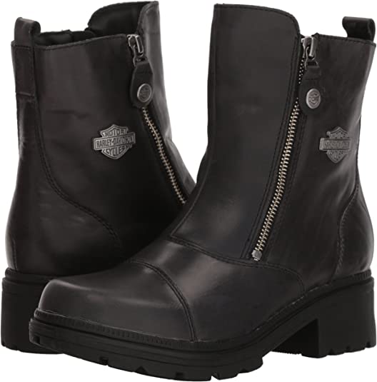 Black leather Harely-Davidson riding boots.