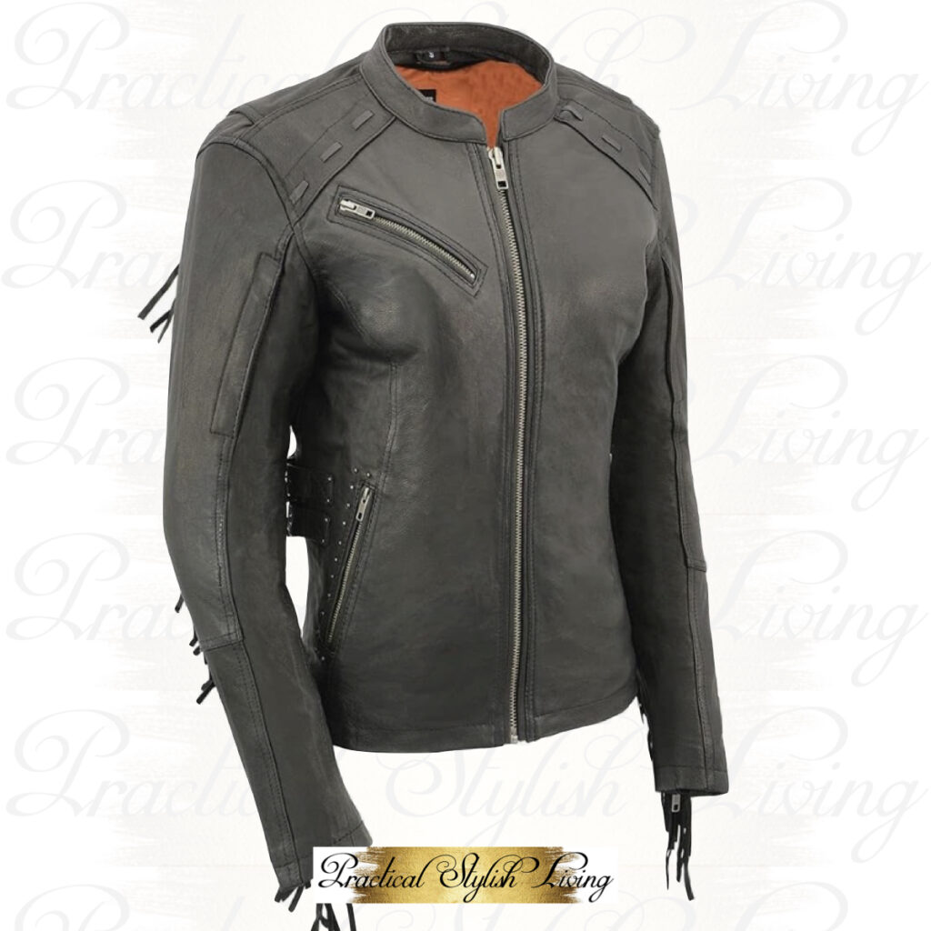 Girls Leather Motorcycle Riding Jacket Black | Practical Stylish Living | Motorcycle Lifestyle