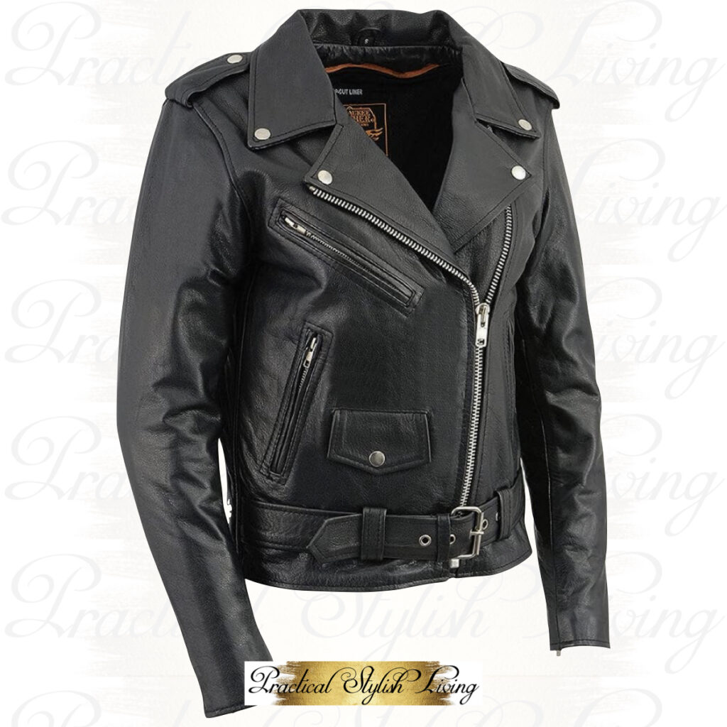 Womens Leather Motorcycle Riding Jacket Black | Practical Stylish Living | Motorcycle Lifestyle