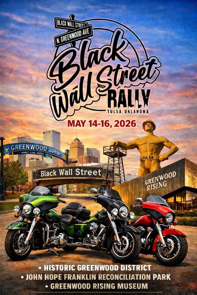 Black Wall Street Rally. Black Harley Davidson Rider