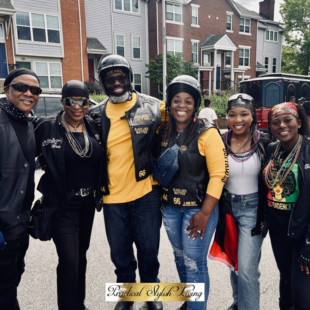 Members of the Buffalo Soldiers Motorcycle Club, a predominantly Black motorcycle club that honors the history of the 9th and 10th Cavalry Regiments.